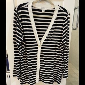 Lightweight, Year-Round Long Sleeve Cardigan Size 14 Black and Cream